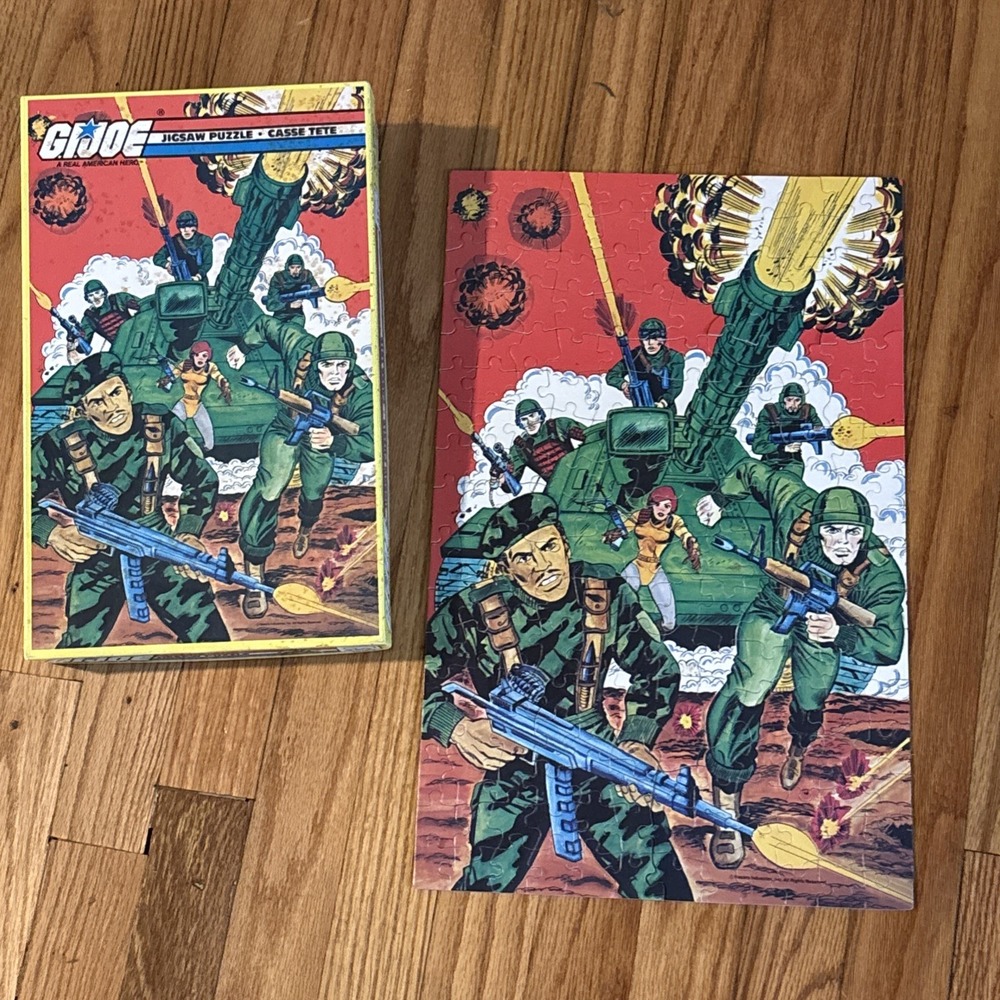 Vtg 1982 G.I. Joe Casse Tete 200 Pc 9" x 17" Puzzle Tank Soldiers COMPLETE